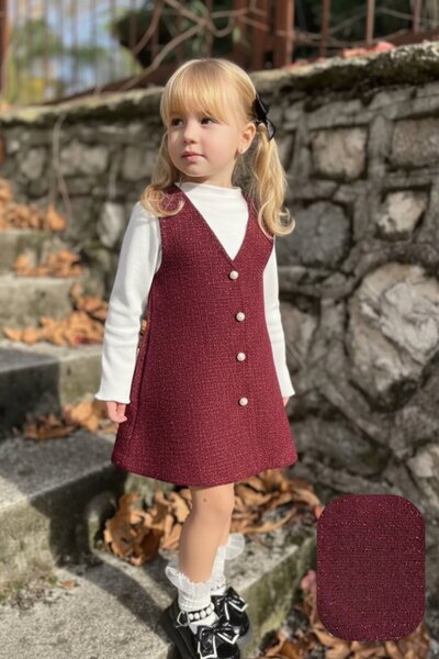 My Kids Wear Kız Çocuk Bayramlık Düğmeli Tüvit Yelekli 2’li Takım 12540