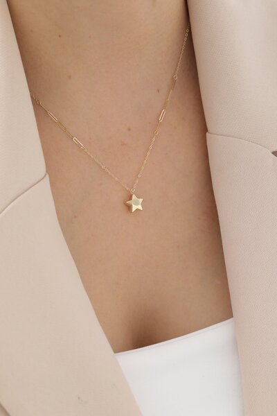 YAVUZ KUYUMCULUK 14 Ayar Altın Ataş Zincir Yıldız Kolye