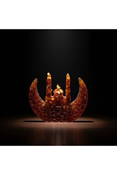 Unbraded Amber Decorative Islamic Mosque Ornament – Crescent Design