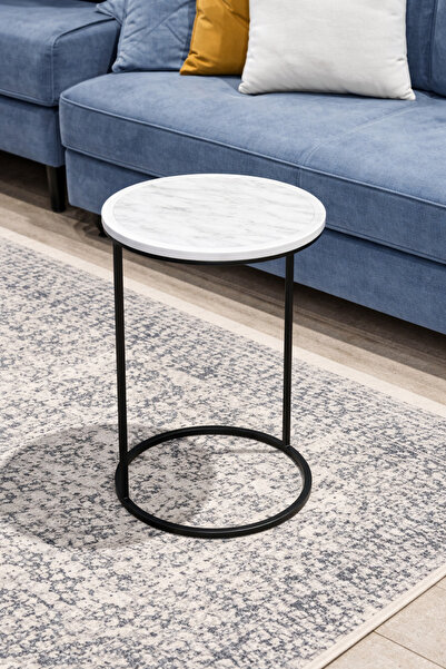 terndat White wood and black iron serving table