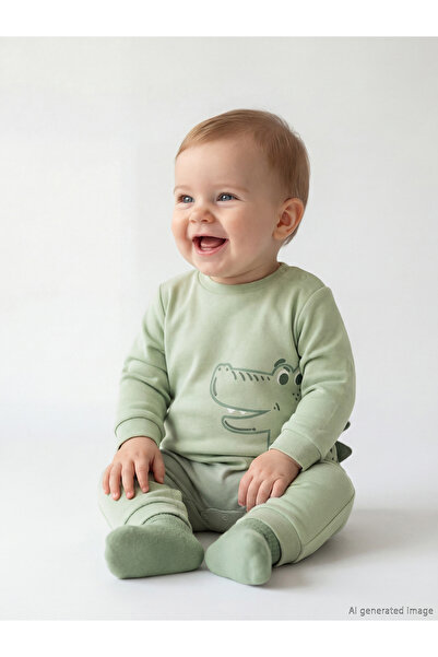 LC Waikiki Shining Store'dan Işıltılı Seçimler Dinozor Baskılı Erkek Bebek Tulum