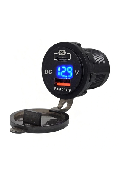 Voltaj IC-266D-1 Pano Tip Soket Voltmetreli 2'li USB 3.0 + Type-C