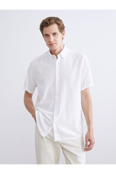 LC Waikiki Nevavm with Difference Southblue White Dobby Plain Standard & Regu...