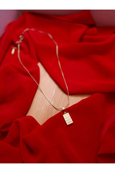 ZEYNEP KARACA Gold Külçe Model Çelik Kolye – Kadın Minimal Külçe Model-Kararm...