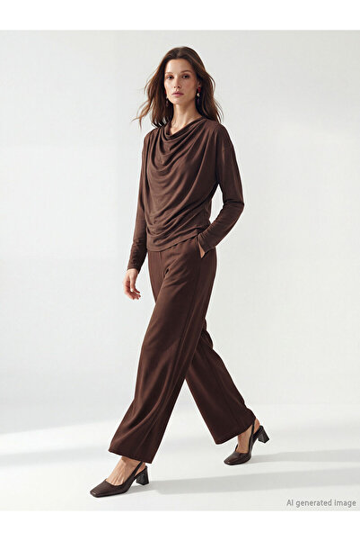 LC Waikiki Peak New Season Elastic Waist Wide Leg Women's Trousers