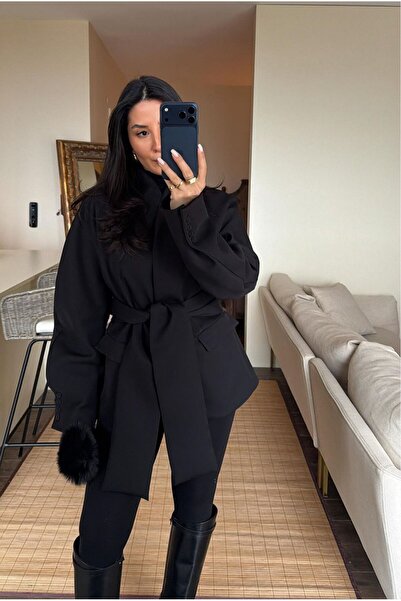 Bak'ap Premium Trend Black Design Blazer Jacket with Tie Detail