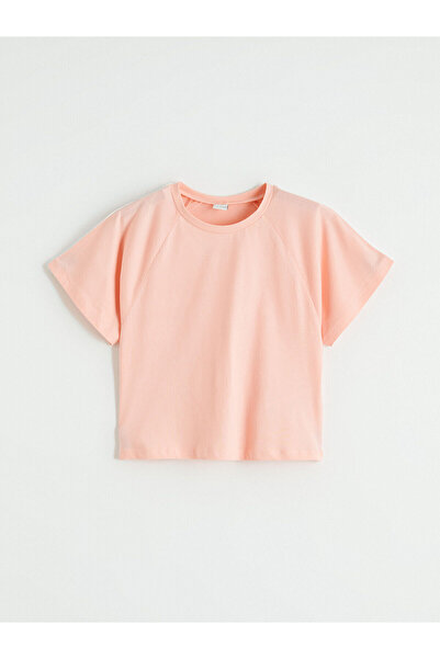 LC Waikiki Trendlucky Girls' T-Shirt with Oval Collar and Raglan Sleeves