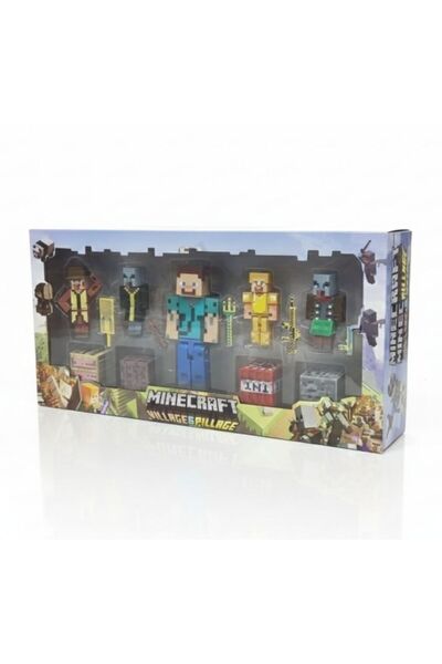 Premium مجموعة شخصيات ماينكرافت للقرية والنهب، مجموعة ألعاب المكعبات