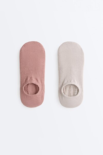 Oysho 2'li görünmez yoga ve pilates pamuklu çorap paketi