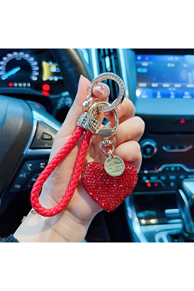 Choice4 red Fashion Hand Woven Rope Alloy Rhinestone Heart Car Keychain Spark...