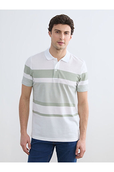 LC Waikiki تي شيرت مخطط بياقة روبا مطوية من UZG STORE للرجال الأنيقين