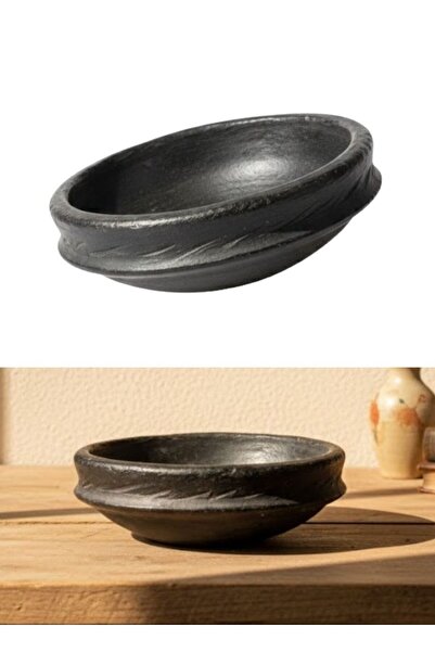 Premium وعاء مصنوع يدويًا من الحجر الأسود، ديكور منزلي ريفي