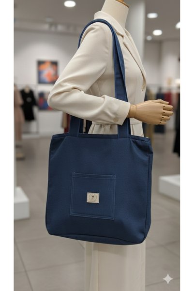 Zümrüdüanka Handmade Navy Blue Color Women's Shoulder Bag Casual Unlined with Zipper