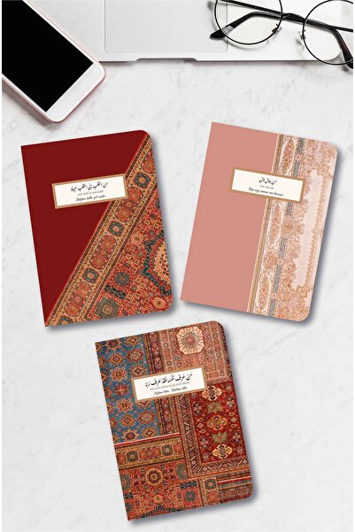 MuslimWalk Aba – Kırmızı Kilim Desenli – 3’lü Mininote Defter