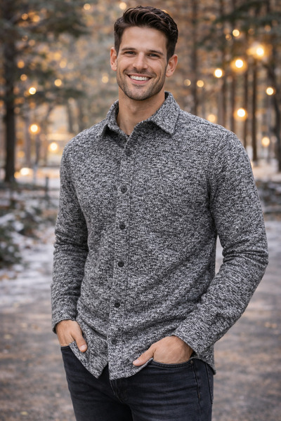 FBI Black Lumberjack Shirt Men's Regular Fit Single Pocket Winter Shirt Styli...