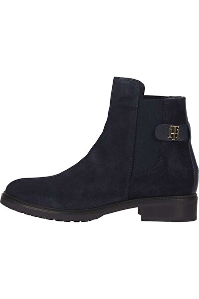 Tommy Hilfiger TH SUEDE FLAT BOOT Kadın Siyah Bot