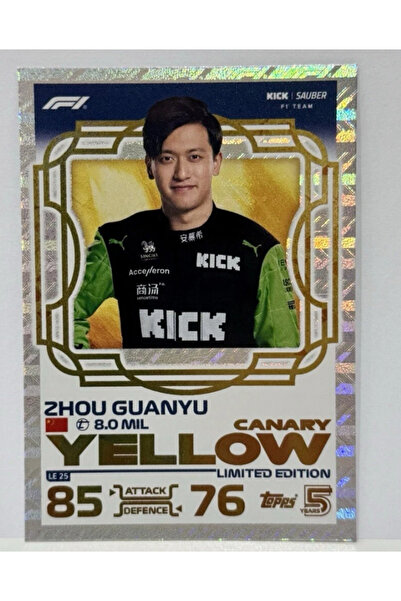 Topps 2024 Turbo Attax F1 Zhou Guanyu Canary Yellow Limited Edition