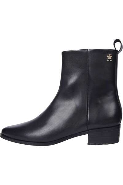 Tommy Hilfiger LOW COWBOY FLAT LEAT Kadın Siyah Bot