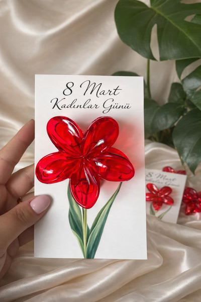 MyGift 8 Mart Kadınlar Günü Kartlı 10 Adet Lotus Toka