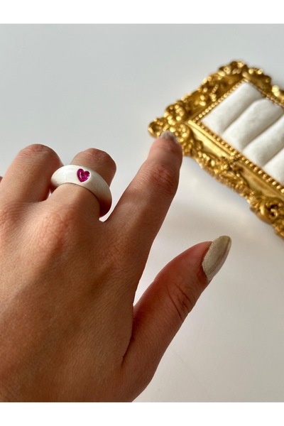 Charmist Steel Matte Heart Detail Ring Adjustable