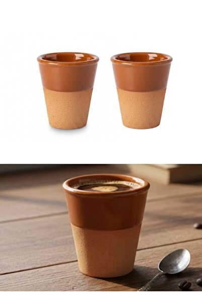 Premium Brown Ceramic Tea Cups Set Classic Traditional Clay Glasses