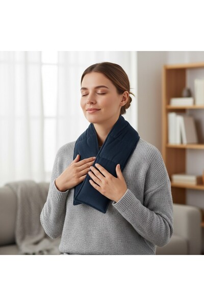 Hedea Cherry Seed Pillow Natural Hot Cold Therapy Washable Dark Blue