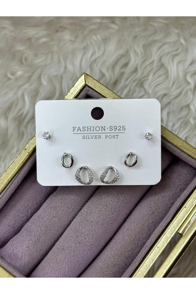 BY YASİN TOPÇU ✨ 🤍   Oval Shape Zircon Detailed Mini Earring Set