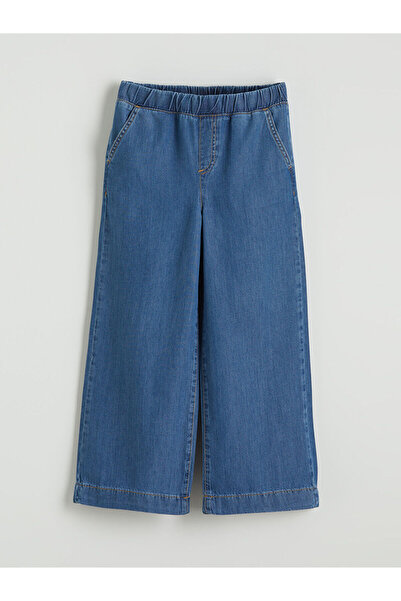 LC Waikiki مجموعة إلسيفا: بنطلون جينز واسع الساق للفتيات بخصر مطاطي باللون ال...