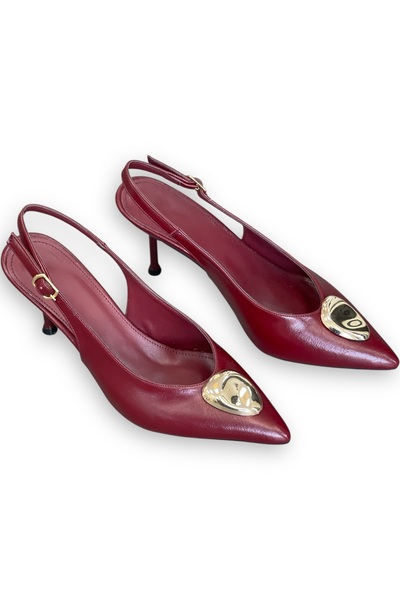 Elexus Women's Gold Buckle Detailed Stiletto