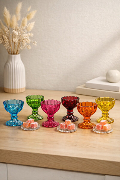 YzHome 6-Piece Colorful Mini Crystal Glass Luxury Turkish Delight Bowl with S...