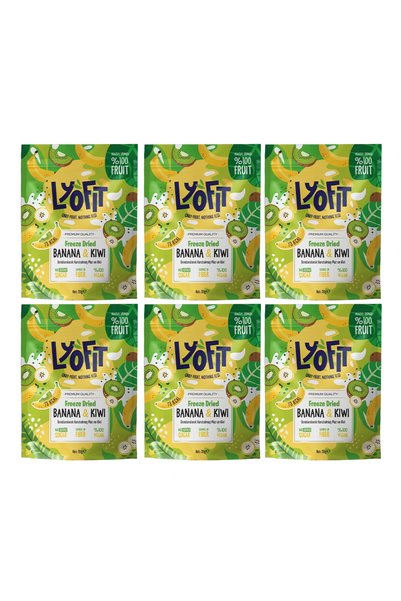 Lyofit Food رقائق الموز والكيوي المجففة - الموز والكيوي المقرمش المجفف بالتجم...