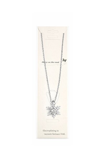 Vipfoni Zirkon Taşlı Kartanesi Zarif Çelik Kolye