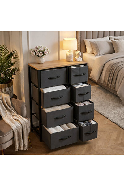 tridihome 8 Çekmeceli Organizer Dolap Ahşap Üst Tablalı Metal İskelet Çok Ama...