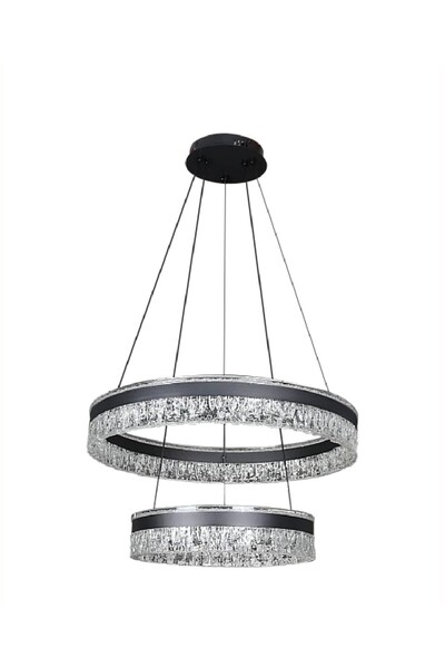 Hummer Modern LED chandelier, 40+60 cm, black color, three light settings (ye...