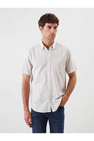 LC Waikiki Rmz Gi̇yi̇m Farkiyla Standard Fit Short Sleeve Dobby Men's Shirt