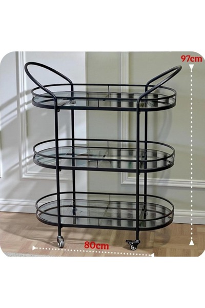 DEC39 Luxury three-tiered glass serving trolley