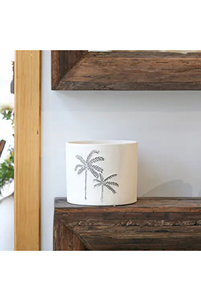 Generic Ceramic Plant Pot with Palm Design