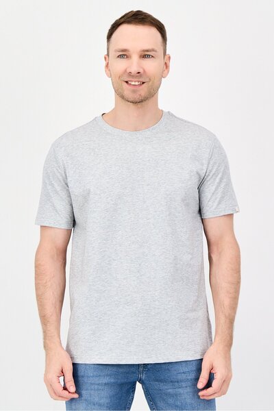 Fudo Men Crew Neck Short Sleeve Heather T-Shirt, Heather Grey