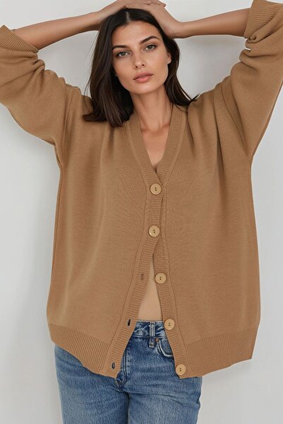 Hiccup My Fashion Oversized V-Neck Buttoned Knitwear Cardigan