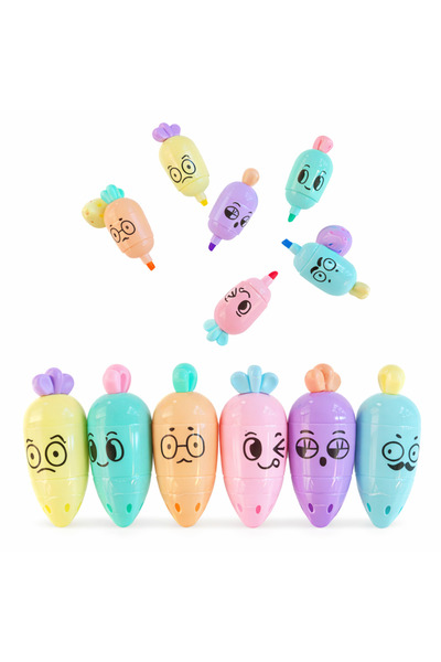 Havuç Emoji Fosforlu Kalem 6'lı Set