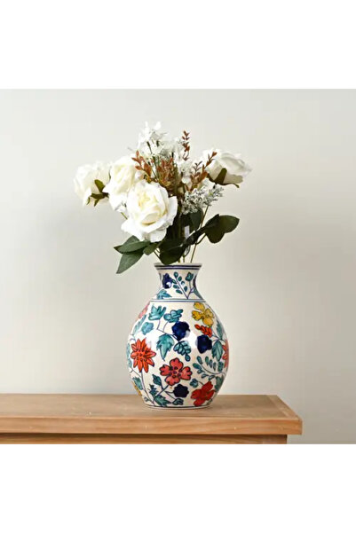 Generic Ceramic Vase with Colorful Floral Patterns