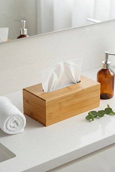 Tilbe Home Pinterest Stil Bambu Peçetelik Dekoratif Masaüstü Mutfak Ofis Kare Peçete Kağıt Mendil Kutusu