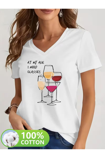 Cevval Дамска тениска с V-образно деколте и принт