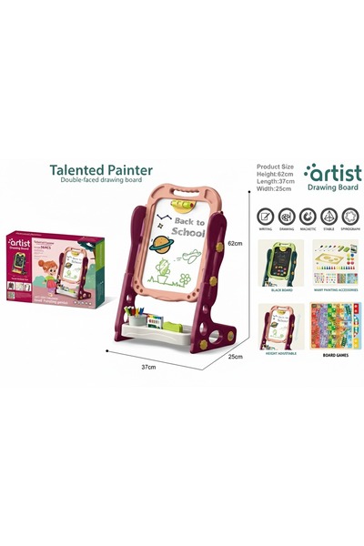 dehkah سبورة رسم2*1 لوحة مغناطيسية مزدوجة الجوانب (بيضاء وسوداء) مع 54 قطعة إ...