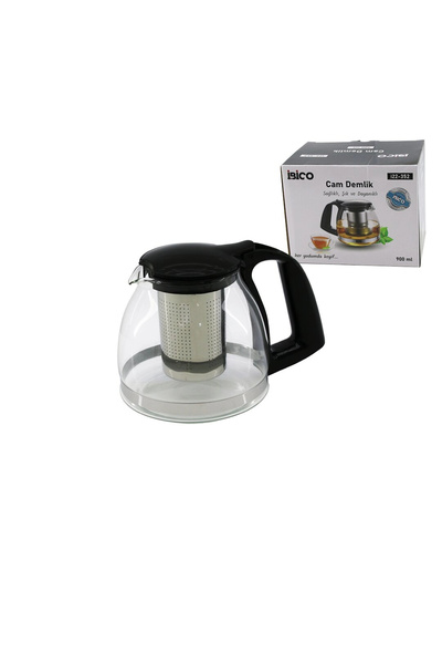 shopwave 900ml Glass Teapot with Steel Strainer - Plastic Handle - Lid - Chro...