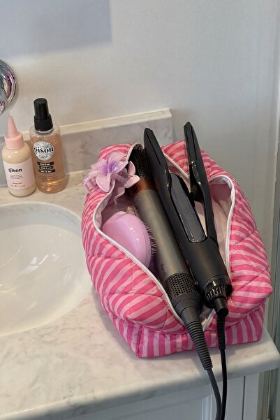 BAHELS Pembe Çizgili Tüm Saç Şekillendirici İçin Xl Boy Çanta Seyahat Çantası