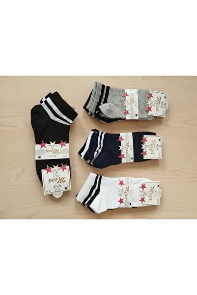 EfemİcGiyim Combed Cotton Striped Patterned Seasonal Booties Socks 12-Piece Pack