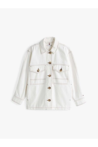 Tommy Hilfiger DNM OVERSIZED UTILIT, YBL Beyaz Kadın Gömlek