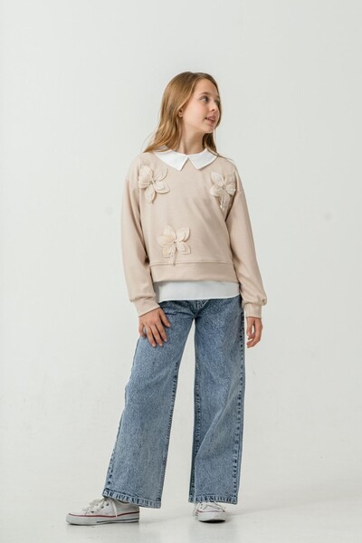 MİNİKO KİDS Girls' Festive Flower and Stone Decorated 2-Piece Set