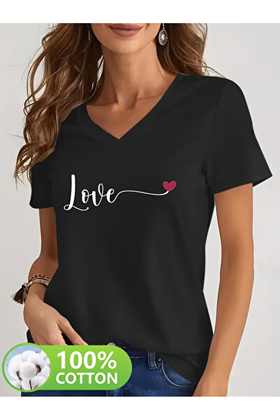 Cevval Tricou de damă cu decolteu în V, cu imprimeu fluid